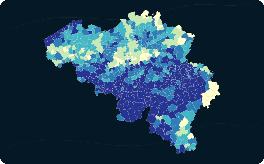 Anteil: Geschieden, 2026. Exakte amtliche Grenzen; fehlende Werte bleiben neutral.