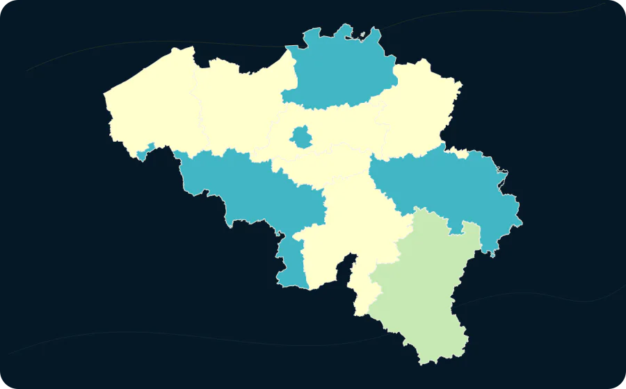 Geschlechterbeschäftigungsgefälle nach NUTS-2-Region, 2025. Exakte amtliche Grenzen; fehlende Werte bleiben neutral.
