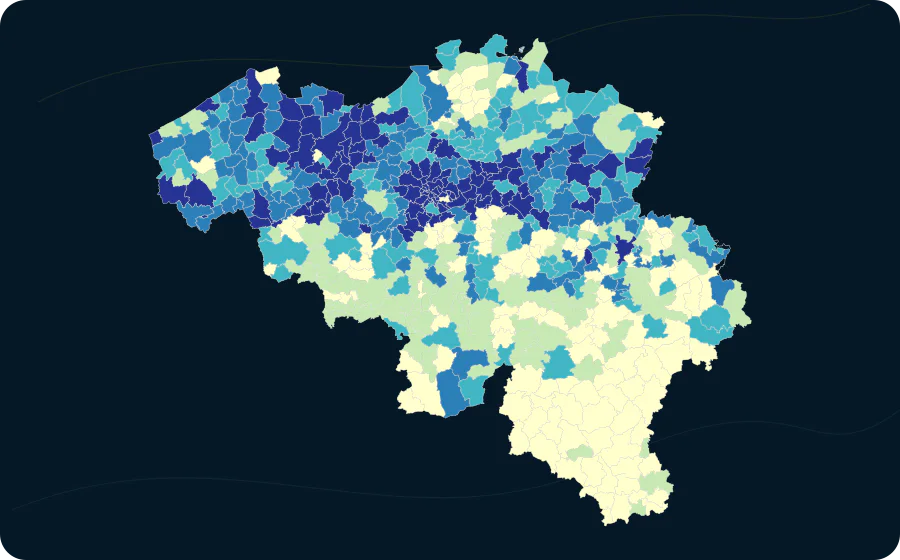 Parteienfragmentierung, 2024. Exakte amtliche Grenzen; fehlende Werte bleiben neutral.