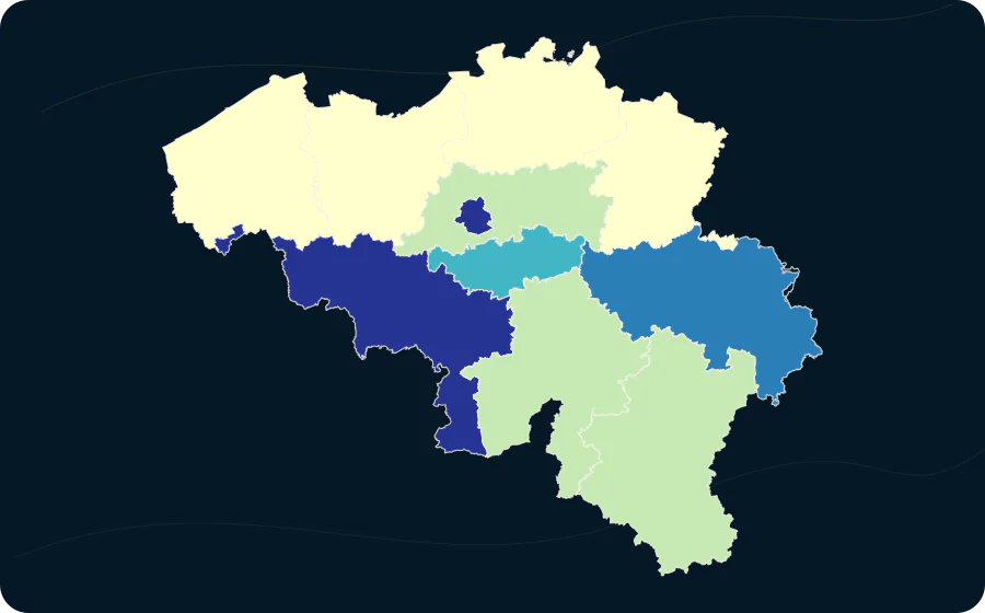 Unfähigkeit, das Zuhause ausreichend zu wärmen, nach NUTS-2-Region, 2025. Exakte amtliche Grenzen; fehlende Werte bleiben neutral.