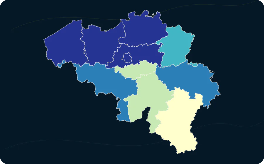 Arbeitnehmervergütung nach NUTS-2-Region, 2024. Exakte amtliche Grenzen; fehlende Werte bleiben neutral.
