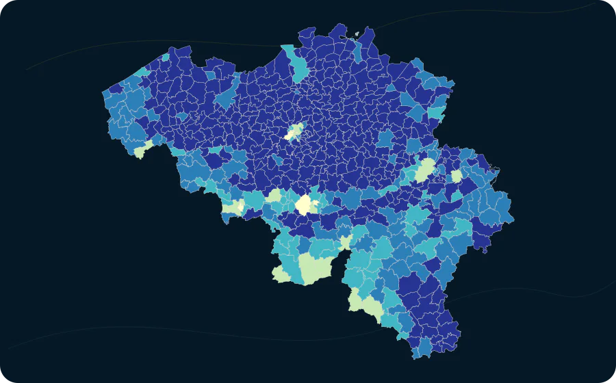 Durchschnittliches steuerpflichtiges Einkommen, 2023. Exakte amtliche Grenzen; fehlende Werte bleiben neutral.
