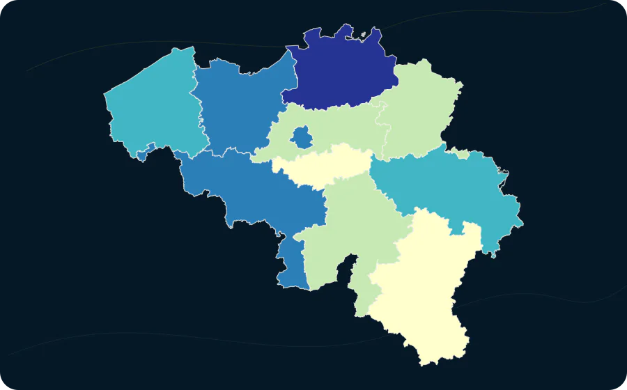 Verfügbare Krankenhausbetten nach NUTS-2-Region, 2025. Exakte amtliche Grenzen; fehlende Werte bleiben neutral.