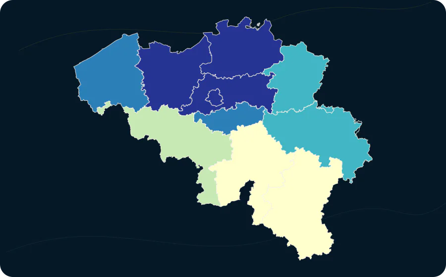 F&E-Personal und Forscher nach Leistungssektor, Geschlecht und NUTS-2-Region, 2023. Exakte amtliche Grenzen; fehlende Werte bleiben neutral.