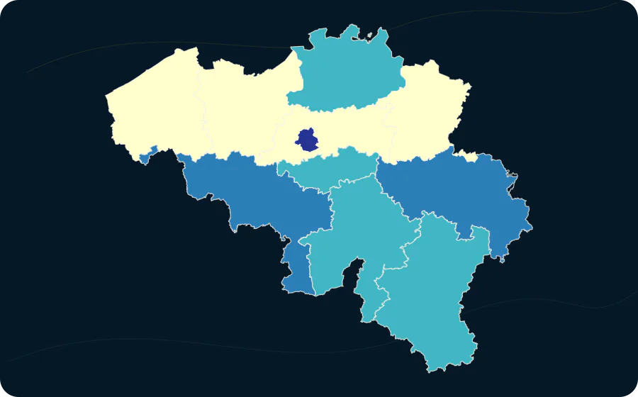 Armutsgefährdungsquote nach NUTS-2-Region, 2025. Exakte amtliche Grenzen; fehlende Werte bleiben neutral.