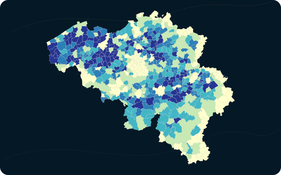Abdeckung bekannter Bildung, 25+, 2017. Exakte amtliche Grenzen; fehlende Werte bleiben neutral.