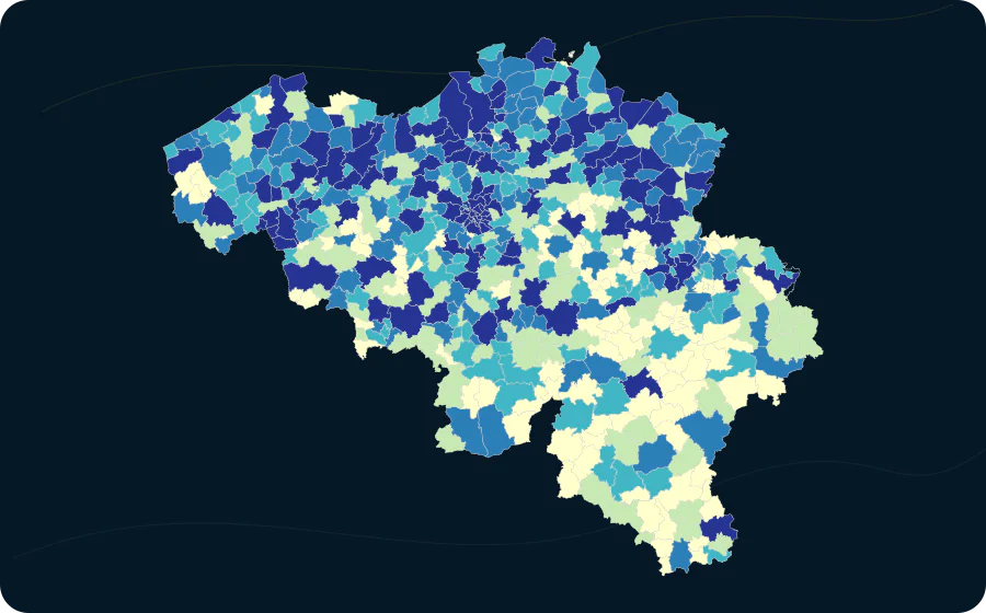 Arbeitsplätze in Niederlassungseinheiten, 2023. Exakte amtliche Grenzen; fehlende Werte bleiben neutral.