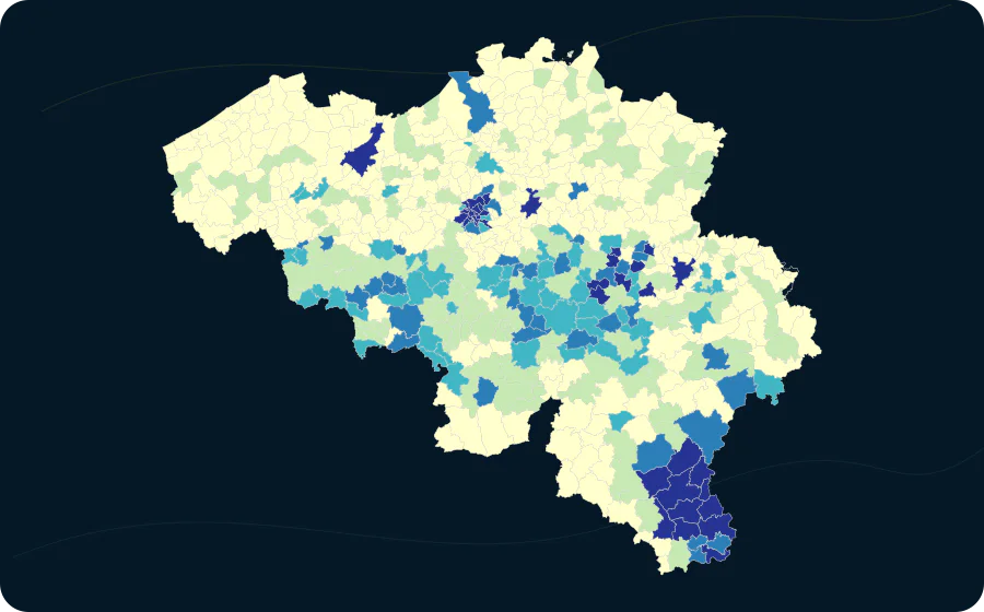 Anteil: Erwerbsalter 15–64, 2026. Exakte amtliche Grenzen; fehlende Werte bleiben neutral.
