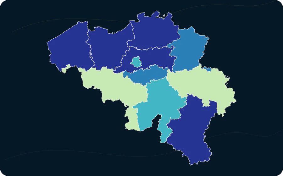 Beschäftigungsquoten nach NUTS-2-Region — Alter: 15 Jahre oder älter, 2025. Exakte amtliche Grenzen; fehlende Werte bleiben neutral.