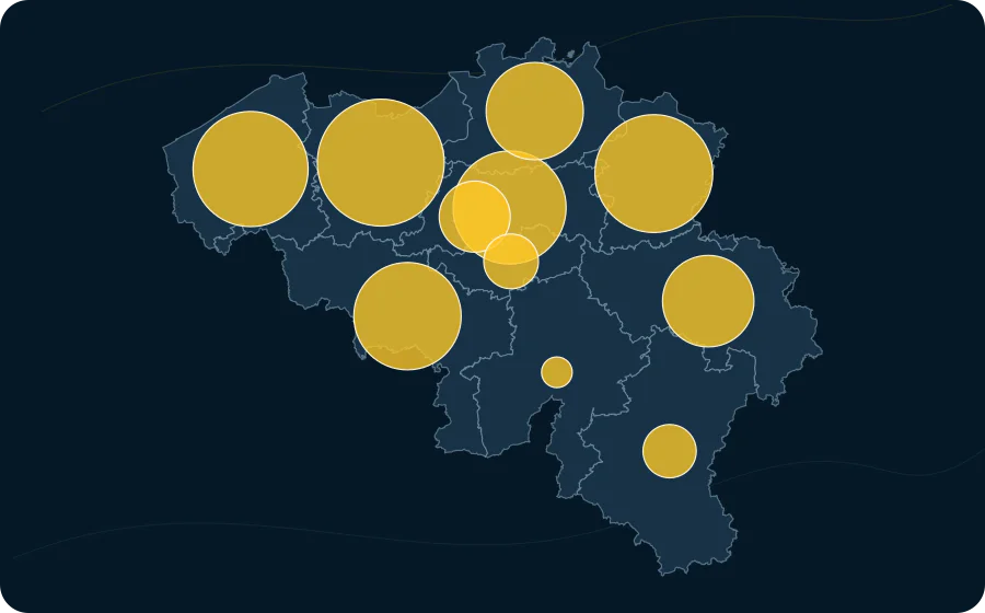 Tests COVID-19, 2025-04-30. La surface de chaque cercle est proportionnelle à la valeur publiée ; les polygones neutres préservent les limites officielles exactes et les valeurs manquantes n’ont pas de symbole.