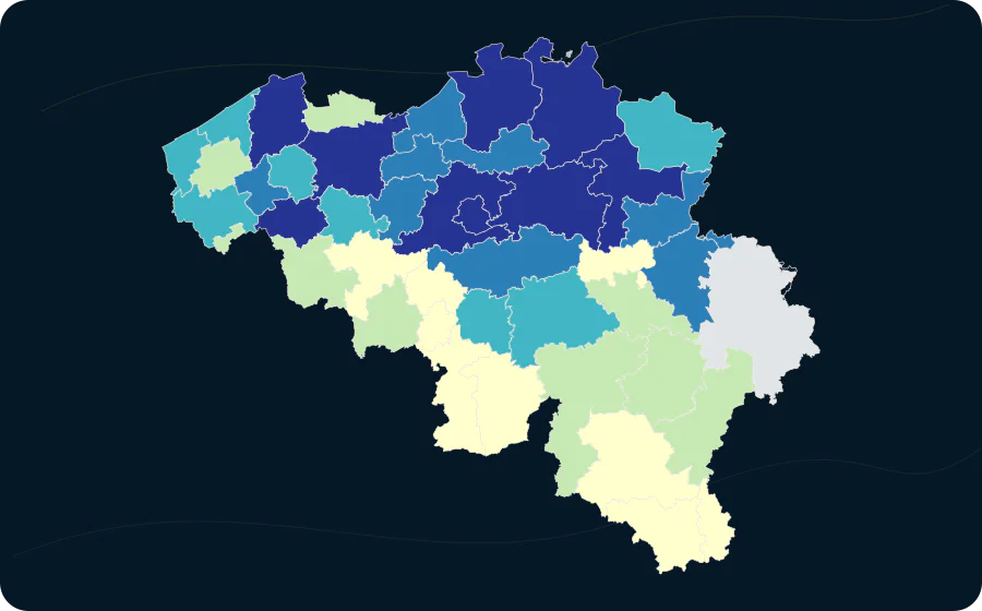 Ladestationen nach NUTS-3-Region - experimentelle Statistiken, 2021. Exakte amtliche Grenzen; fehlende Werte bleiben neutral.