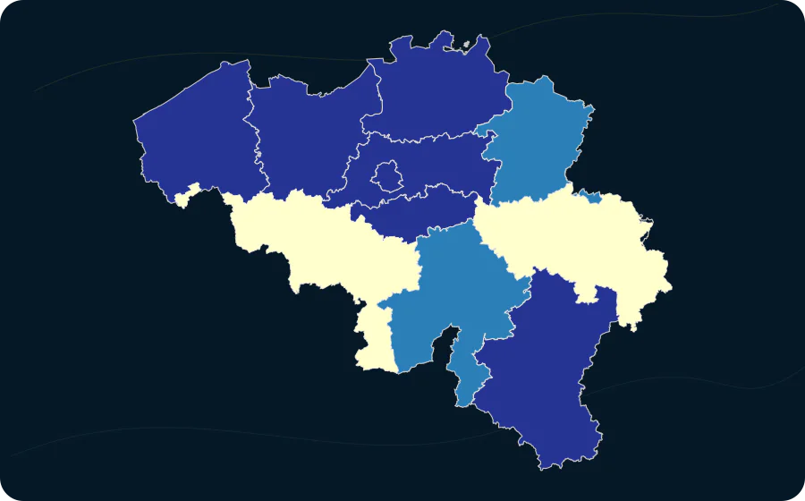 Erwerbstätigenquoten nach NUTS-2-Region — Alter: 15 Jahre oder älter, 2025. Exakte amtliche Grenzen; fehlende Werte bleiben neutral.