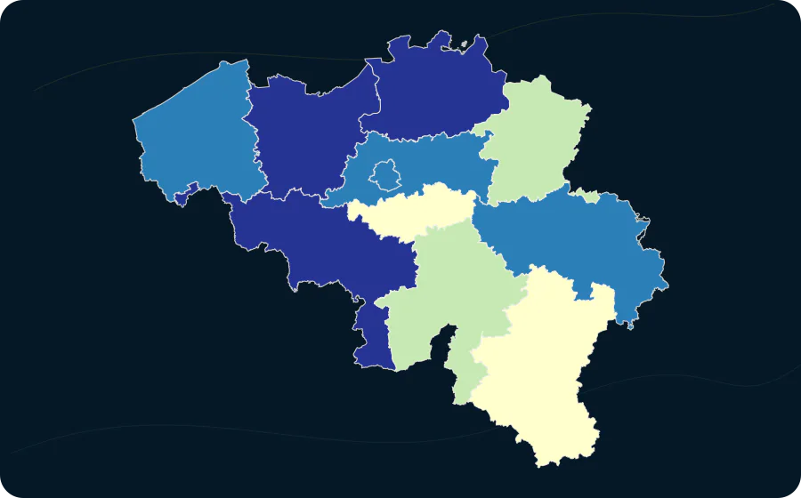 Private Haushalte nach Urbanisierungsgrad und NUTS-2-Region, 2025. Exakte amtliche Grenzen; fehlende Werte bleiben neutral.