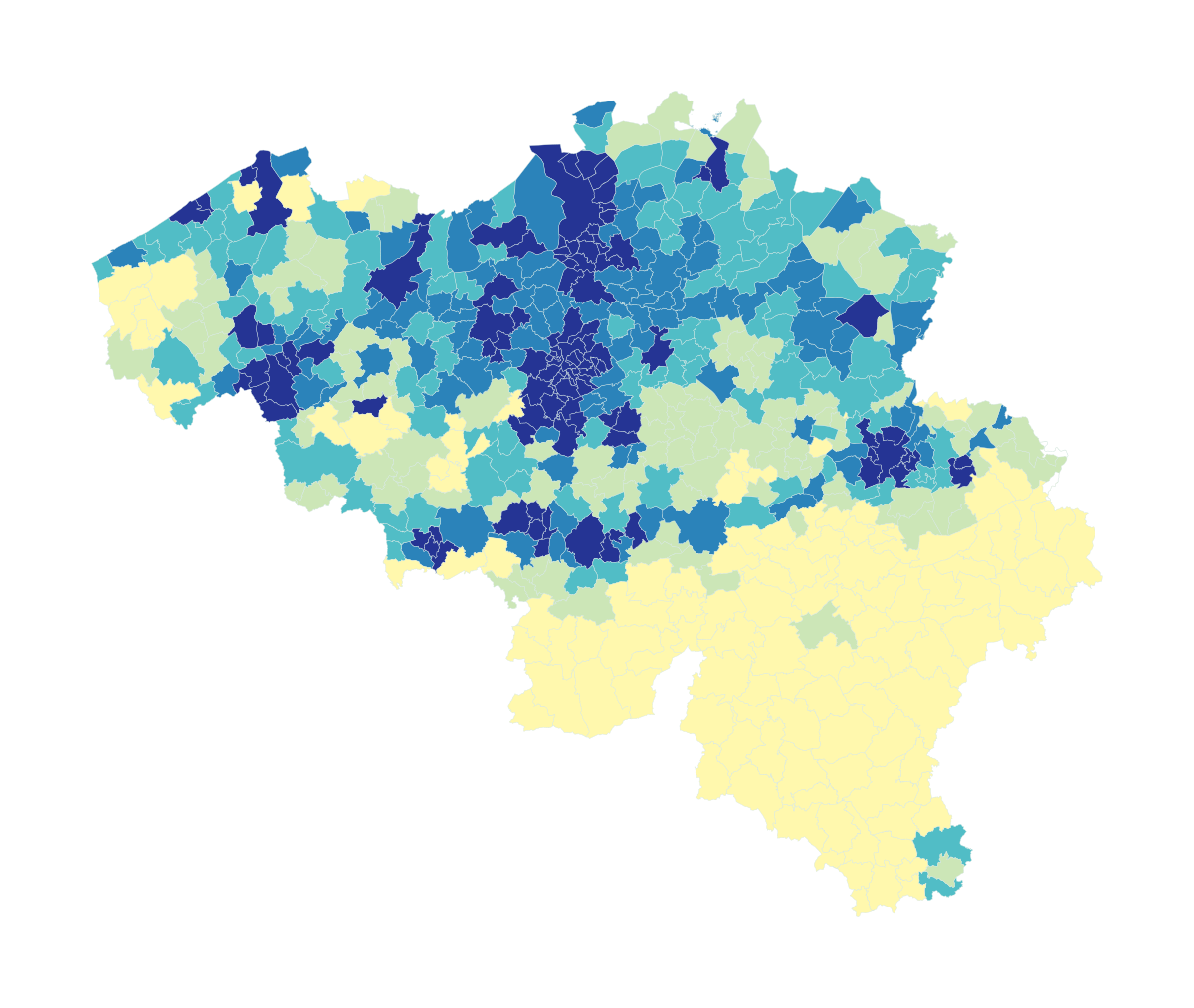 Population map of Belgium while the interactive atlas loads