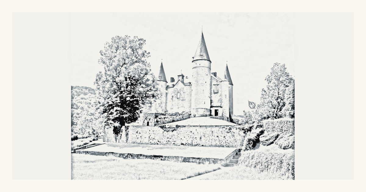 Castle of Vêves, a documented local view of Houyet